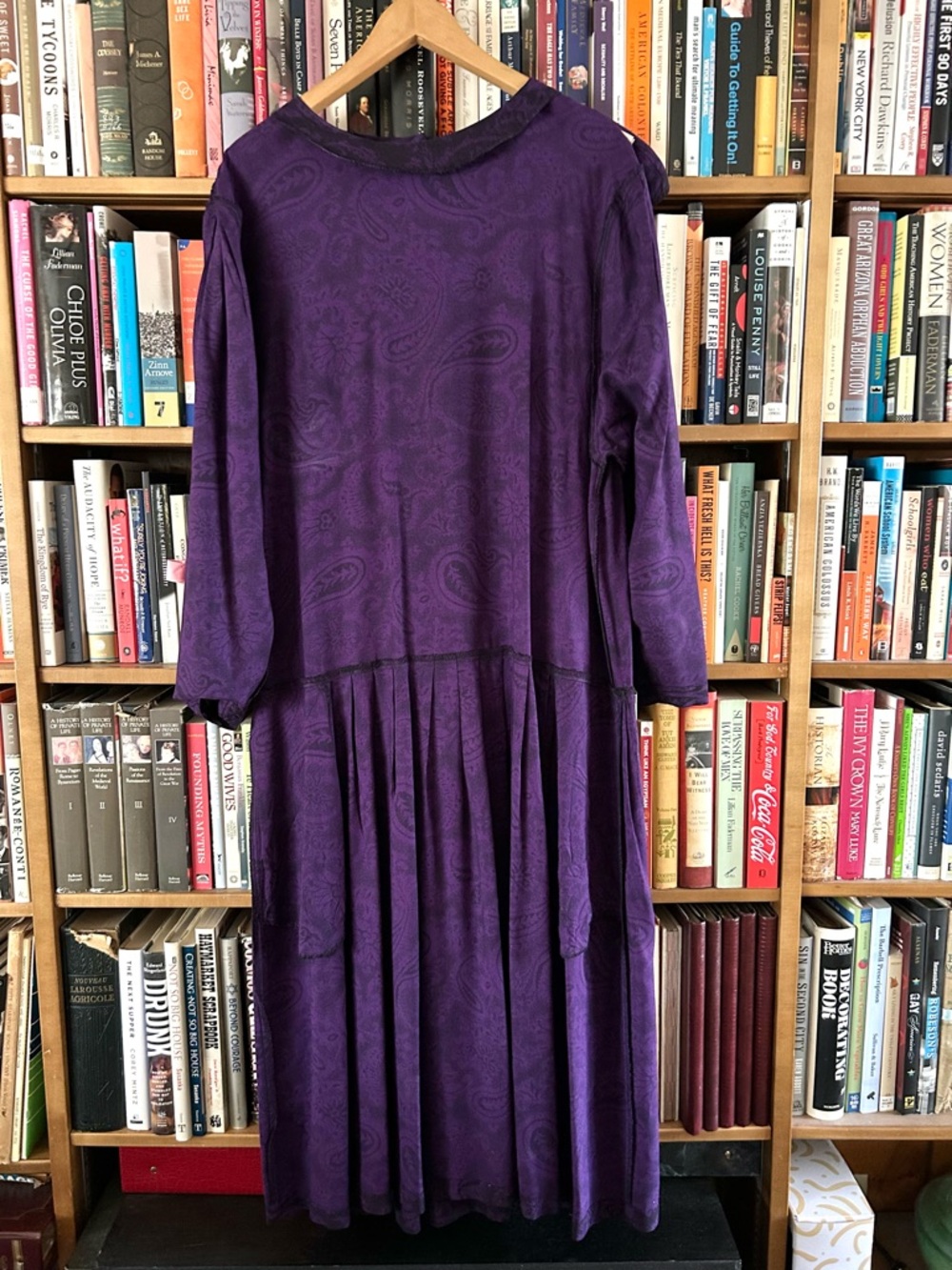 Vintage 80s Compagnie Internationale Express Purple Paisley Drop Waist Dress M - Picture 5 of 11